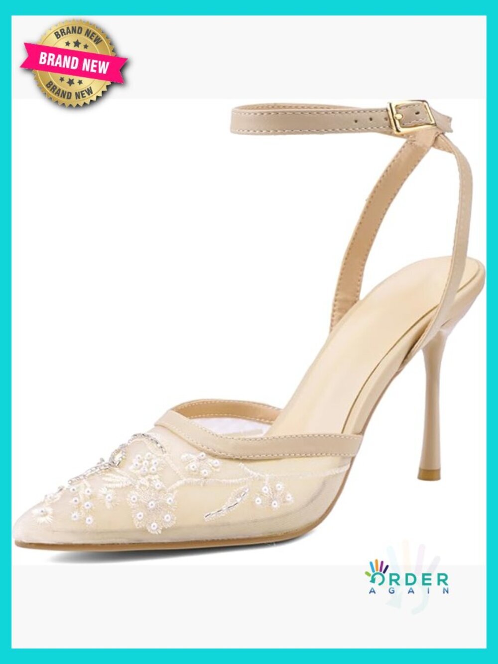 Pointed Toe Stiletto Heels Ankle Strap Backless Pumps Wedding Party Dress Shoes